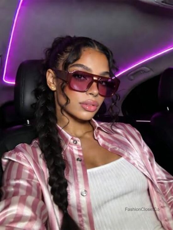 Retro Oversized Square Double Bridge Aviator Sunglasses UV400 main image 7